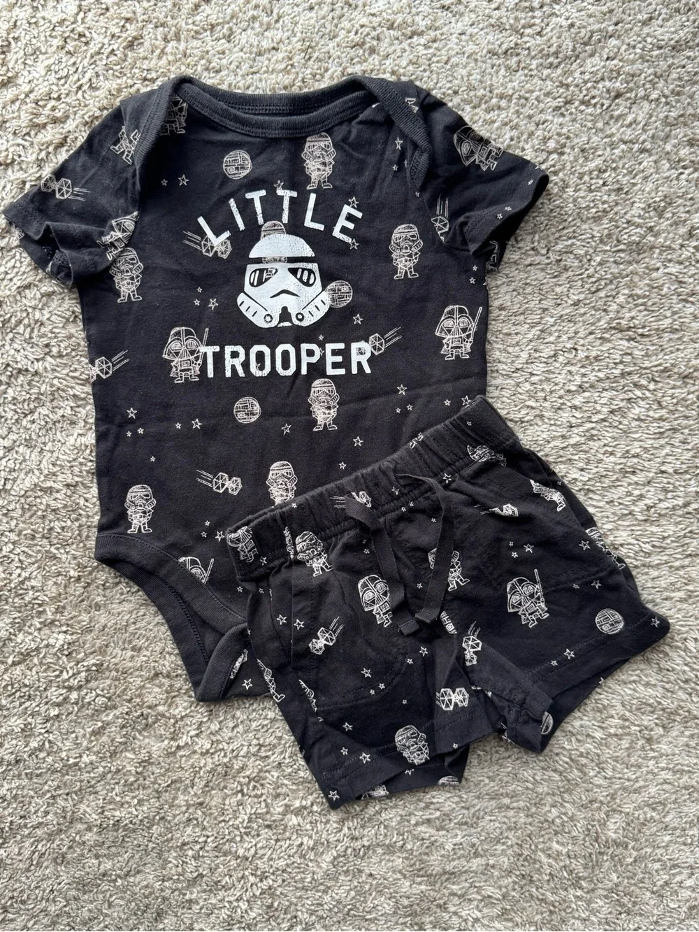 Baby Gap Star Wars Little Trooper 2pc Outfit Set 3-6 Months Black 100% Cotton